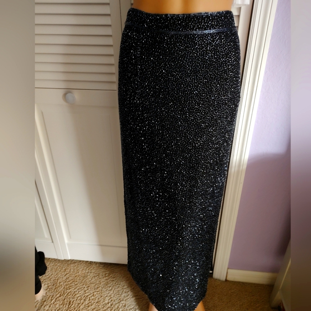 Sean Collection silk beaded long skirt